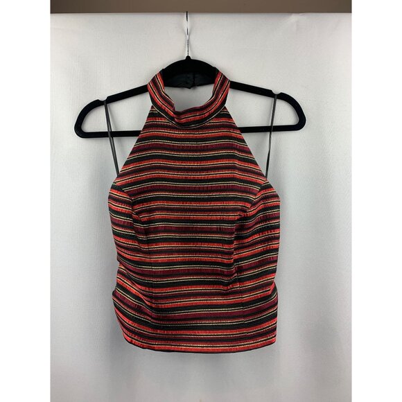 Women's Caché Red Striped Halter Top Size 10 - Picture 1 of 7